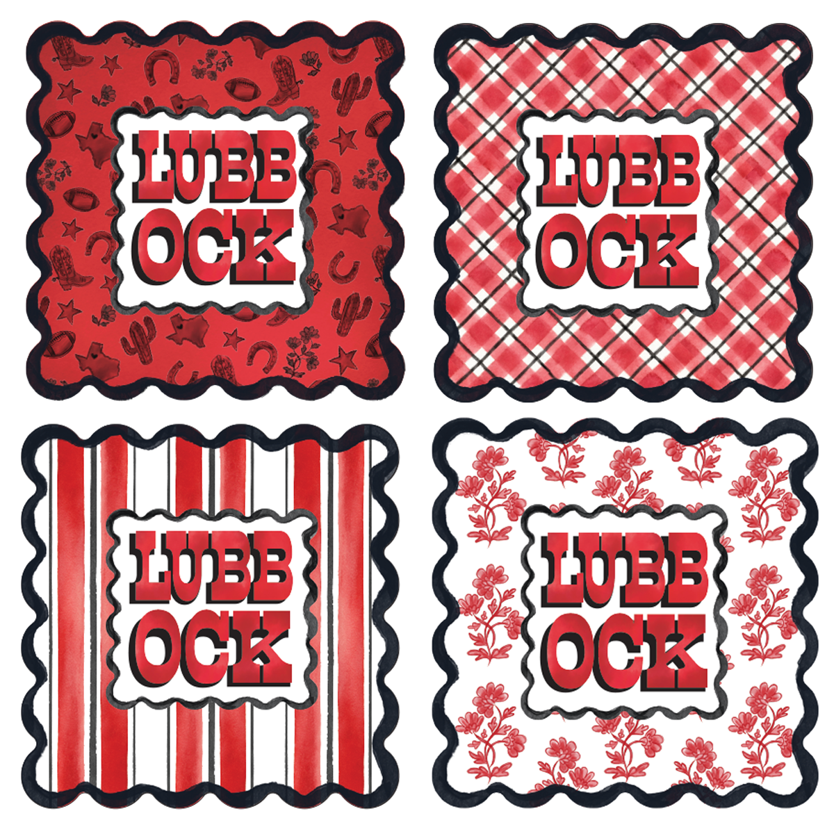 Lubbock Scalloped Acrylic Coasters (Set of 4)