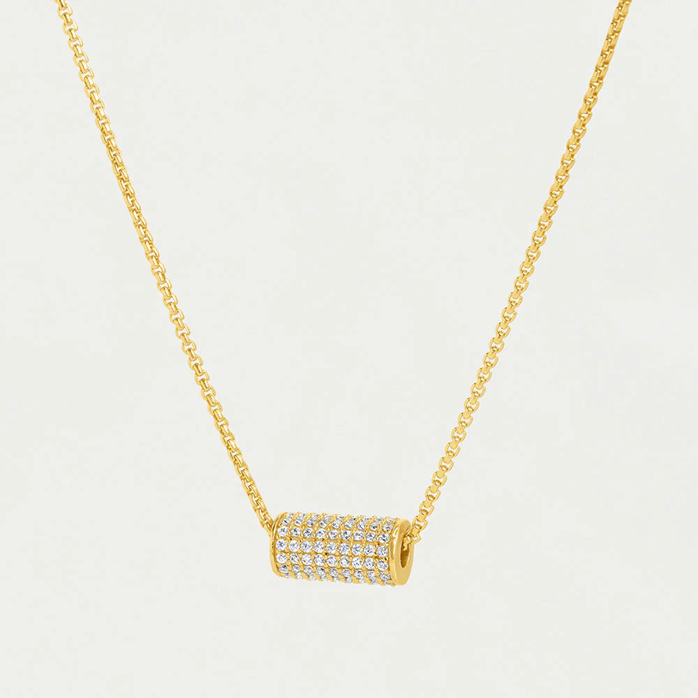 Petite Pave Mini Tube Necklace - Gold