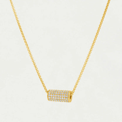 Petite Pave Mini Tube Necklace - Gold