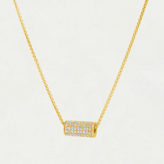 Petite Pave Mini Tube Necklace - Gold
