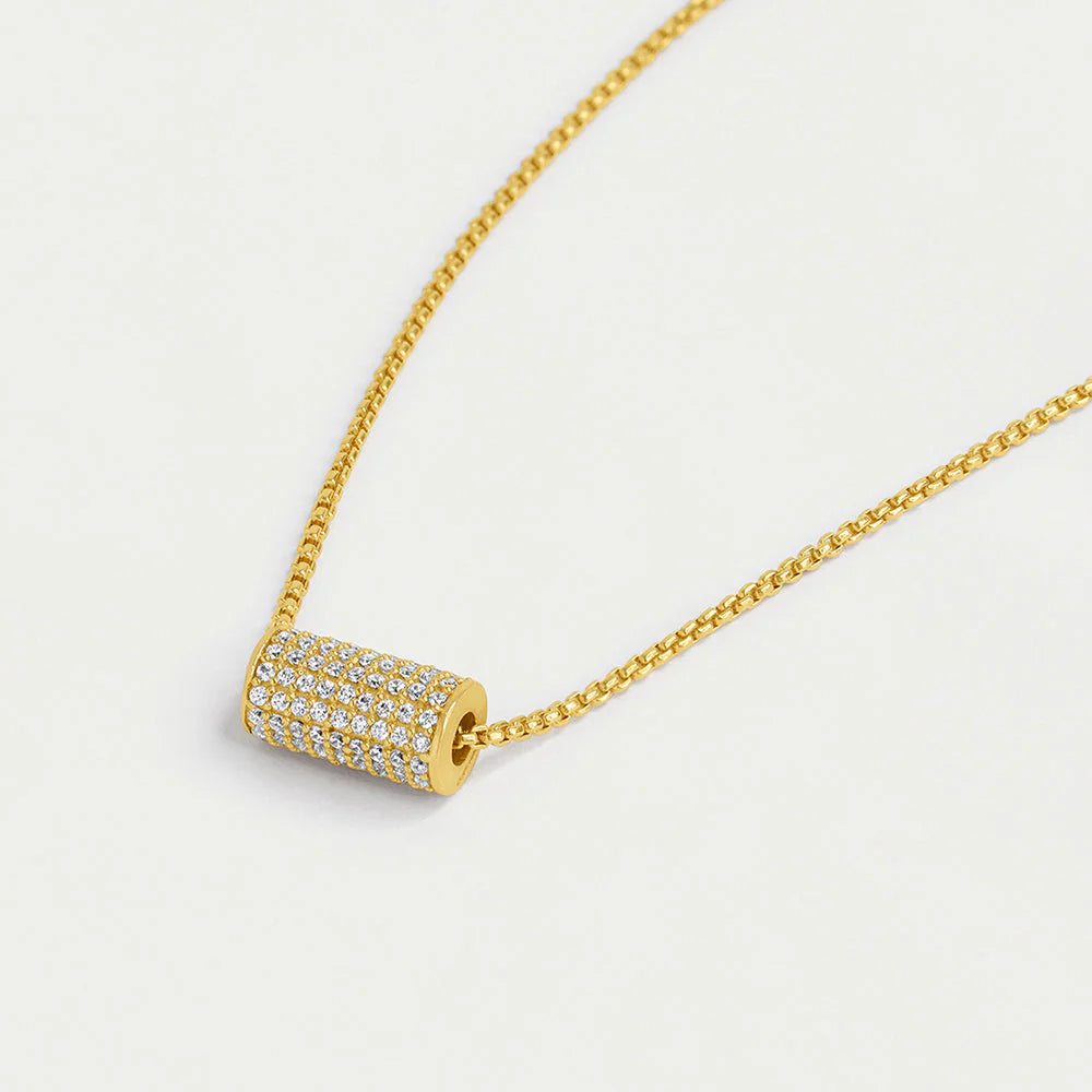Petite Pave Mini Tube Necklace - Gold