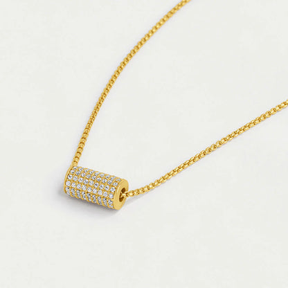 Petite Pave Mini Tube Necklace - Gold