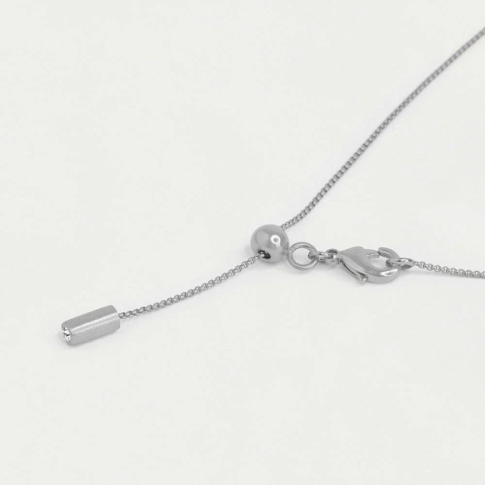 Petite Pave Mini Tube Necklace - Silver