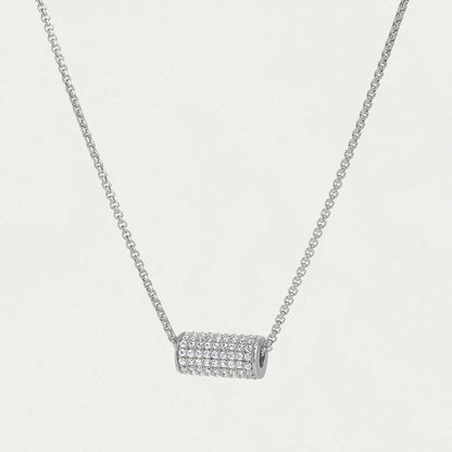 Petite Pave Mini Tube Necklace - Silver