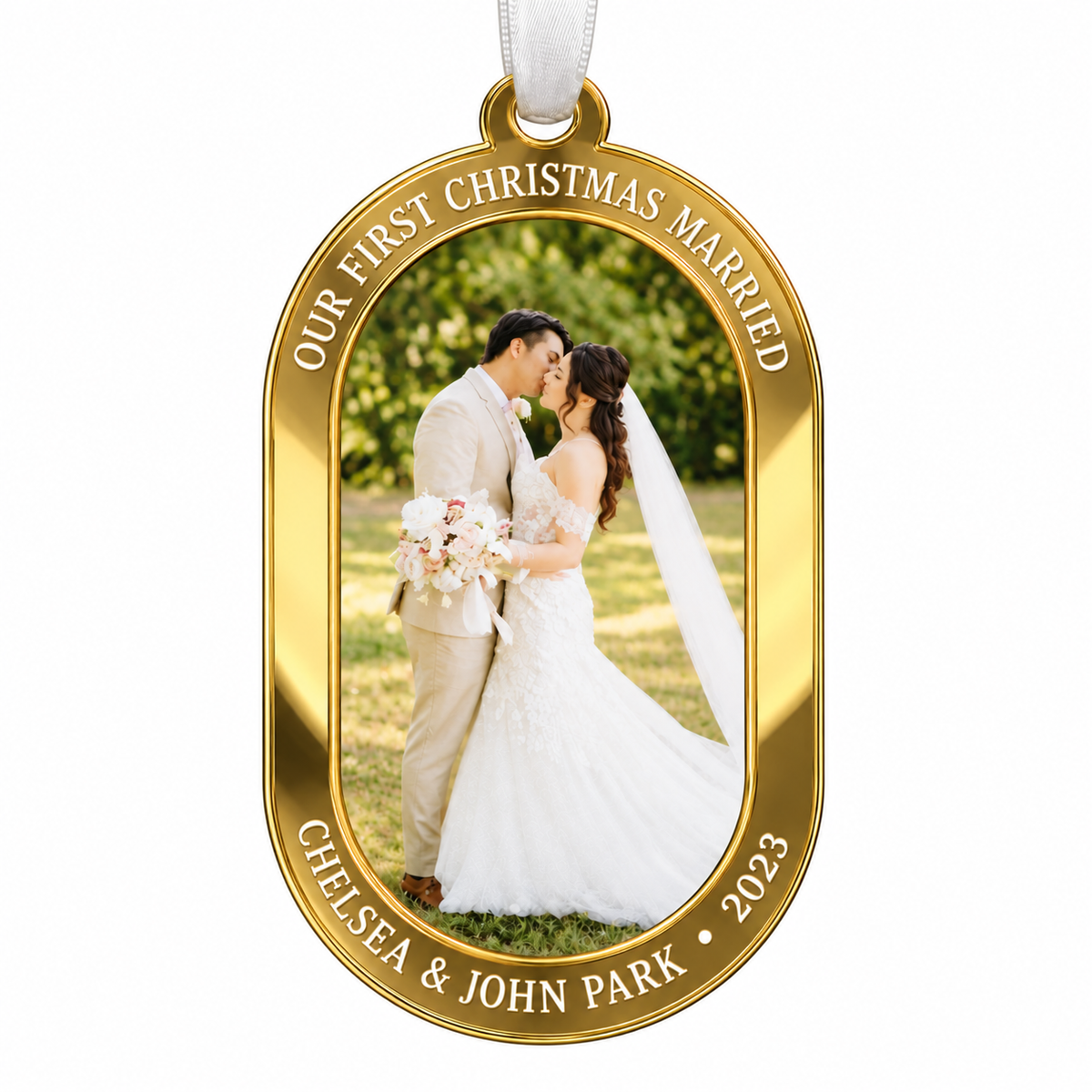 First Christmas Married Photo Ornament