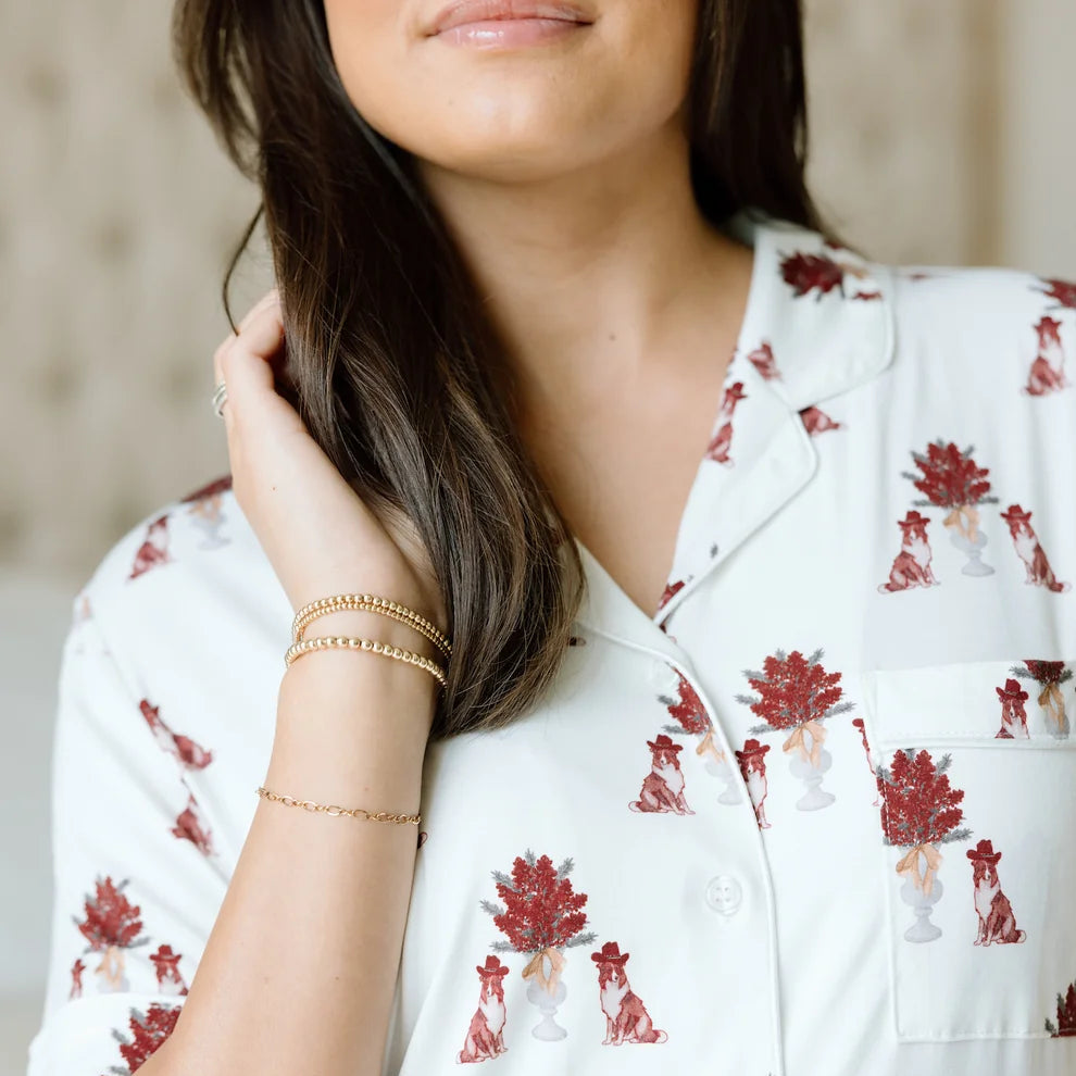 Maroon & White Heirloom Pajama Shorts Set