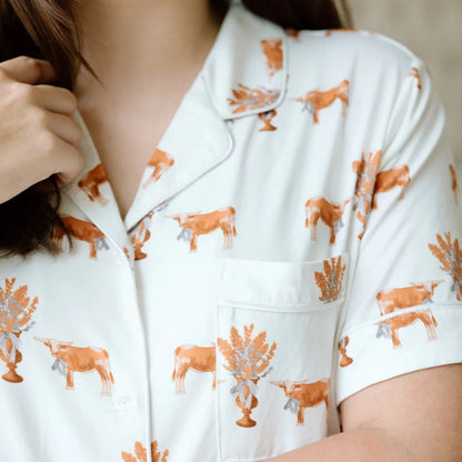 Orange & White Heirloom Pajama Shorts Set