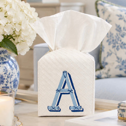 Bamboo Initial Tissue Box Cover