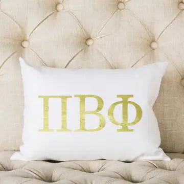 Sorority White and Gold Pillow