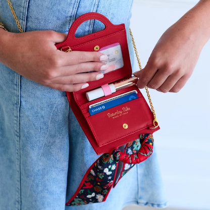 Fan-Fold Leather Crossbody Wallet