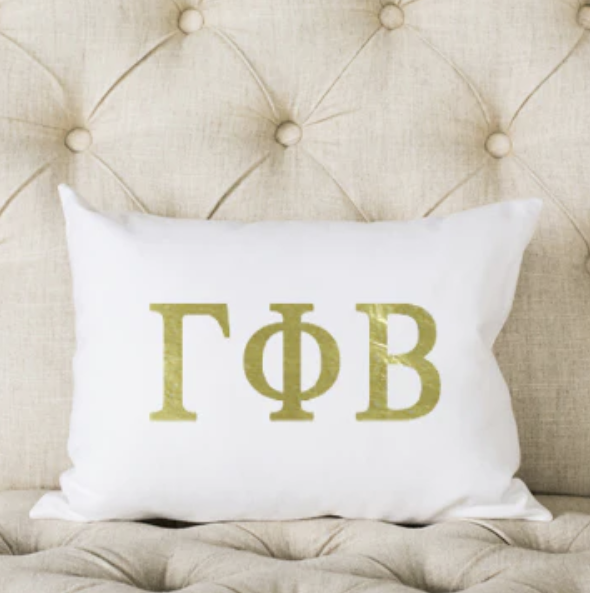 Sorority White and Gold Pillow