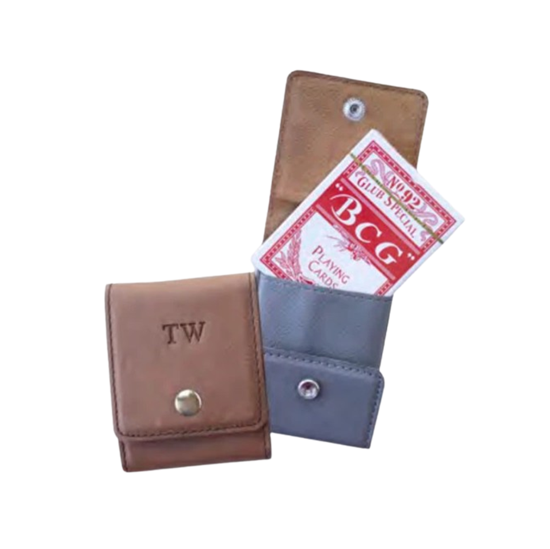 Personalized Leather Playing Card Holder