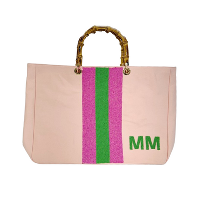 Tiana NY Bamboo Handle Beaded Tote