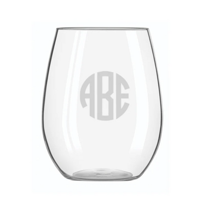Engraved Acrylic Stemless Wine Glass