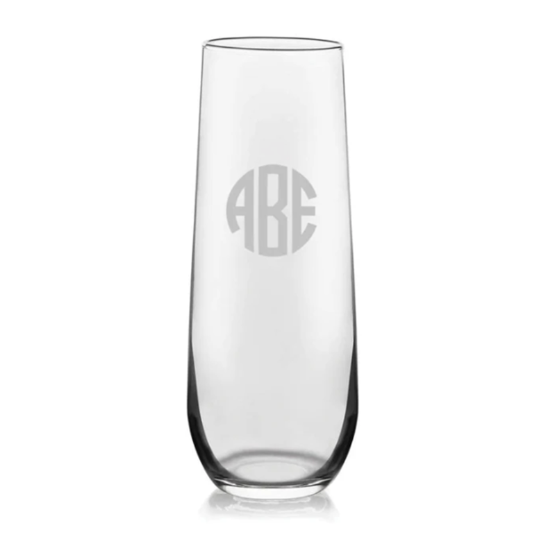 Engraved Glass Stemless Champagne Flute