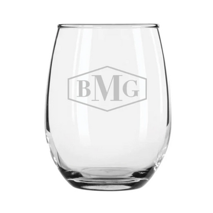 Engraved Stemless Wine Glass