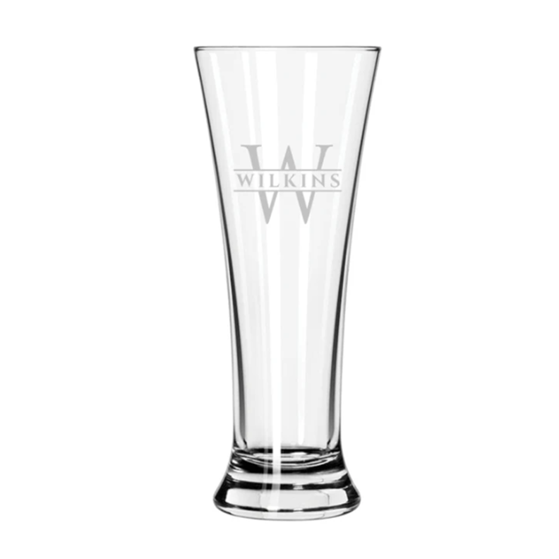 Engraved Glass Beer Pilsner