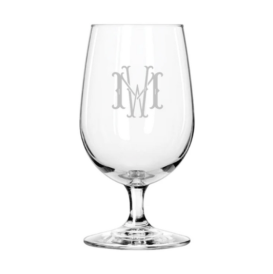 Engraved Glass Water Goblet