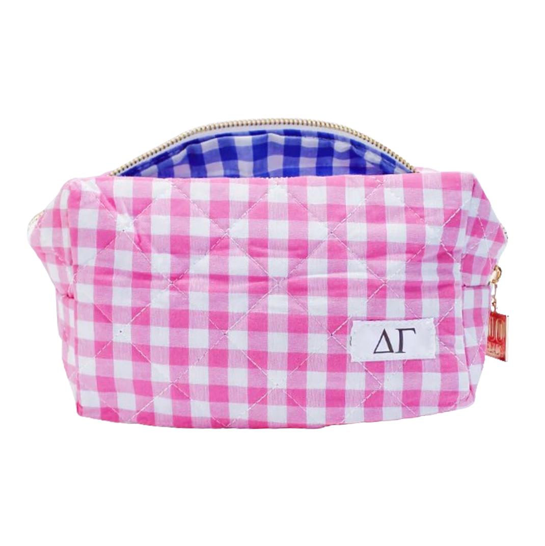 Gingham Quilted Makeup Bag