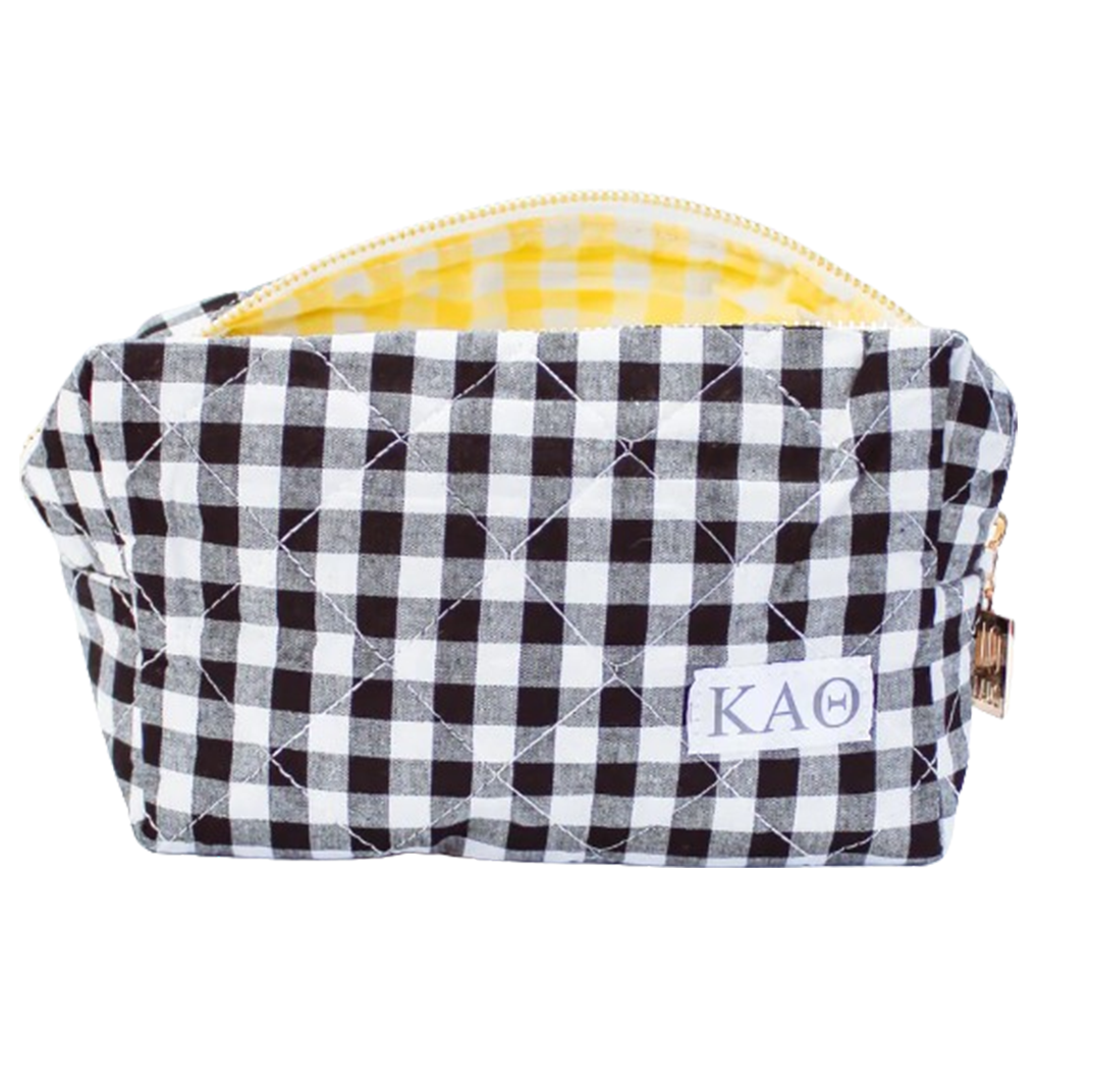 Gingham Quilted Makeup Bag