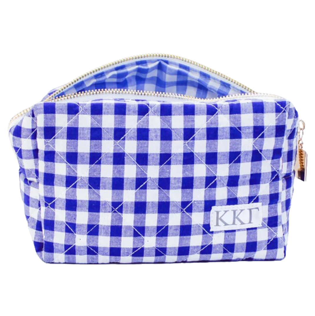 Gingham Quilted Makeup Bag