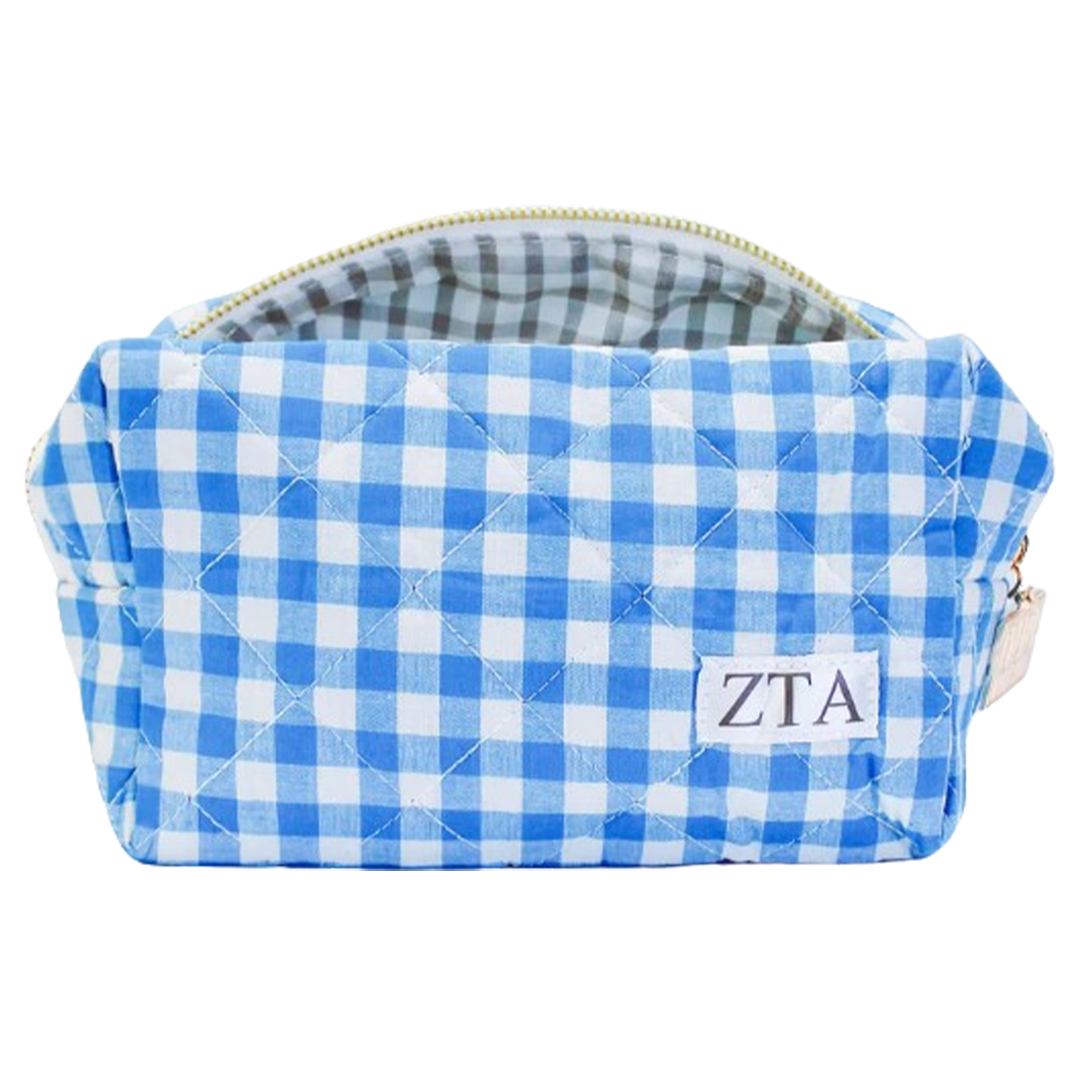 Gingham Quilted Makeup Bag