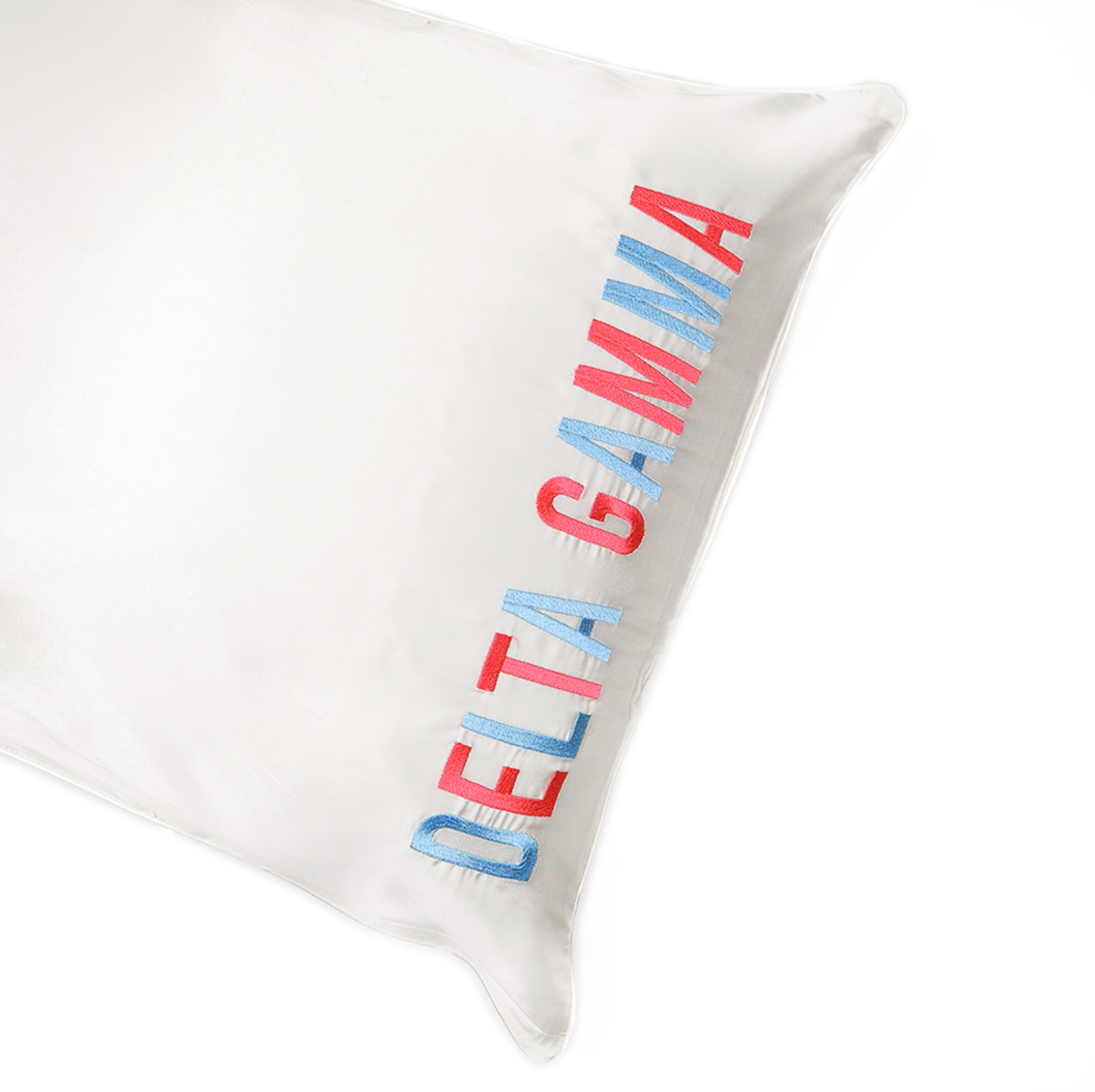 Sorority Embroidered Satin Pillowcase