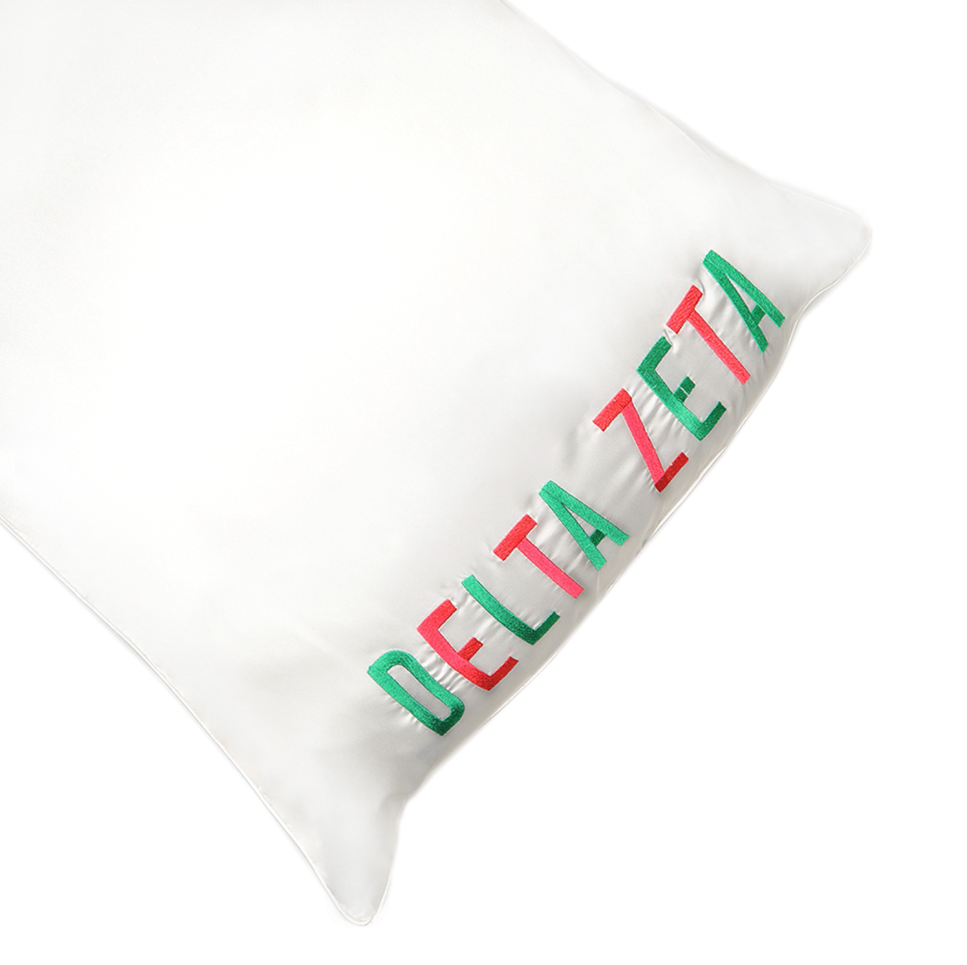 Sorority Embroidered Satin Pillowcase