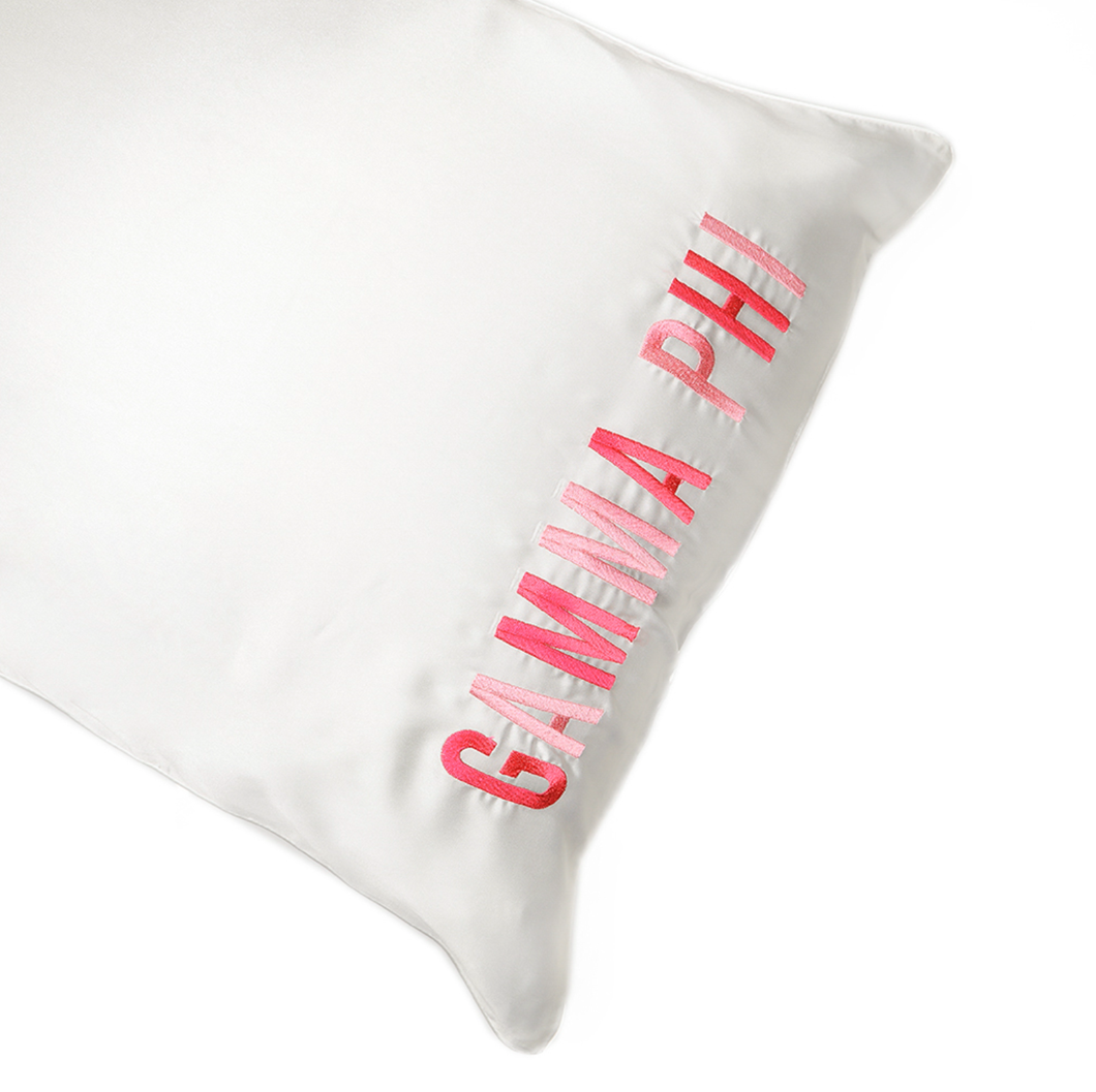 Sorority Embroidered Satin Pillowcase