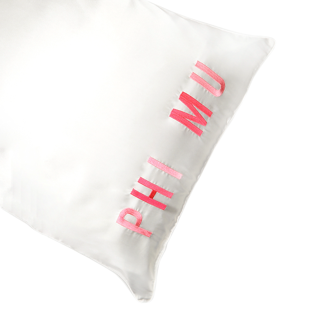 Sorority Embroidered Satin Pillowcase