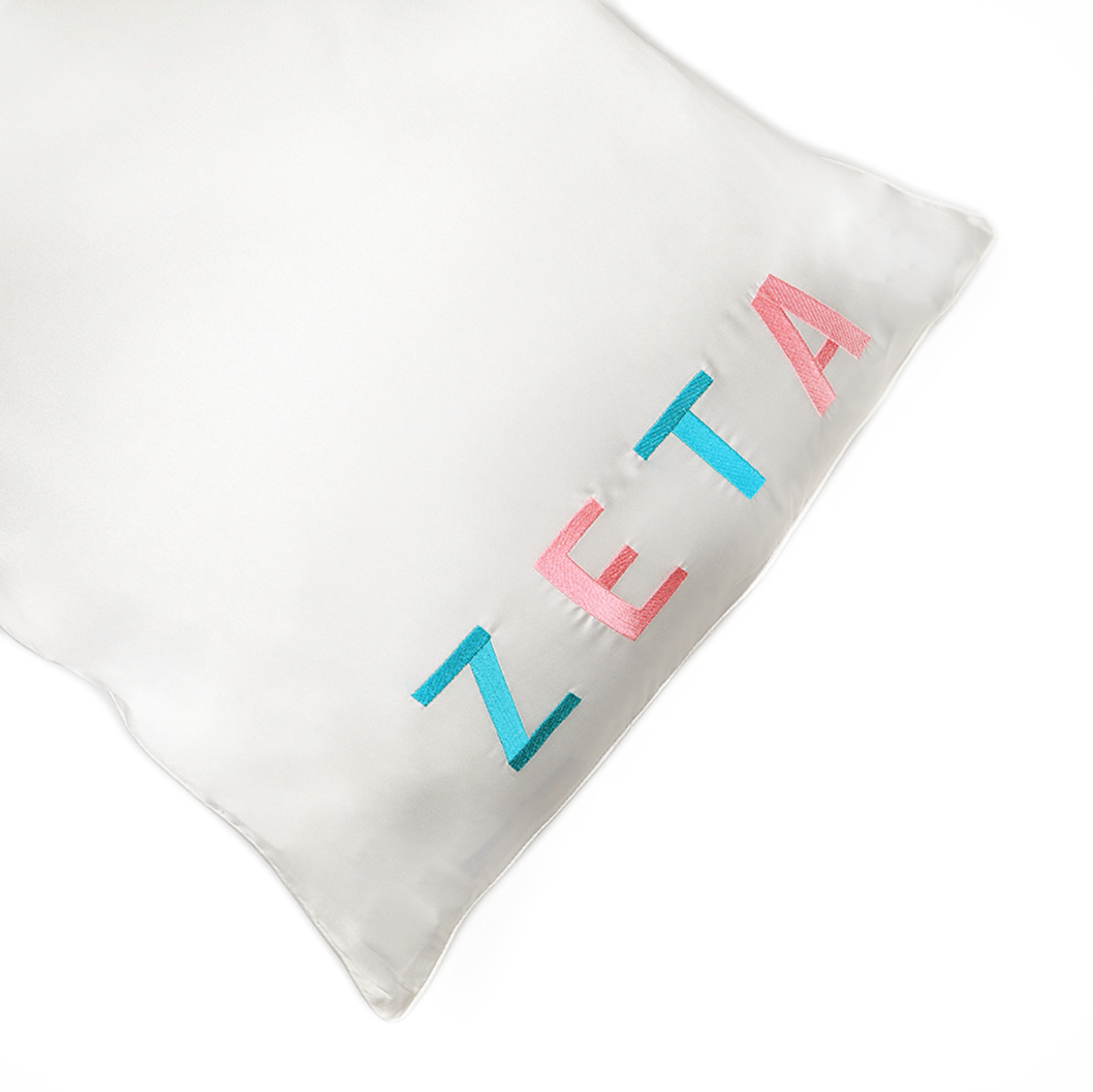 Sorority Embroidered Satin Pillowcase