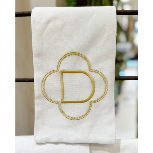 Gold Quad Crest Initial Towel