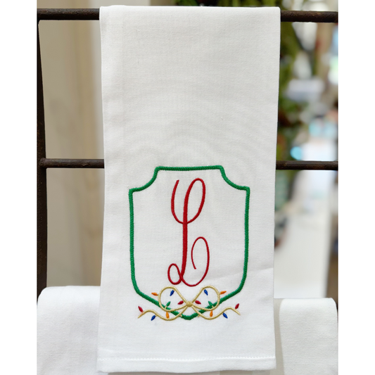 Christmas Crest Initial Towel