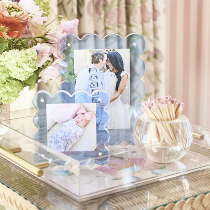 Mini Neon Blue Scalloped Acrylic Frame