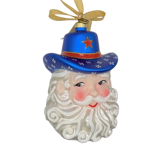 Gamday Santa Ornament - Blue & Red