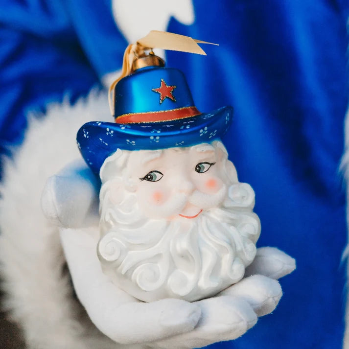 Gamday Santa Ornament - Blue & Red