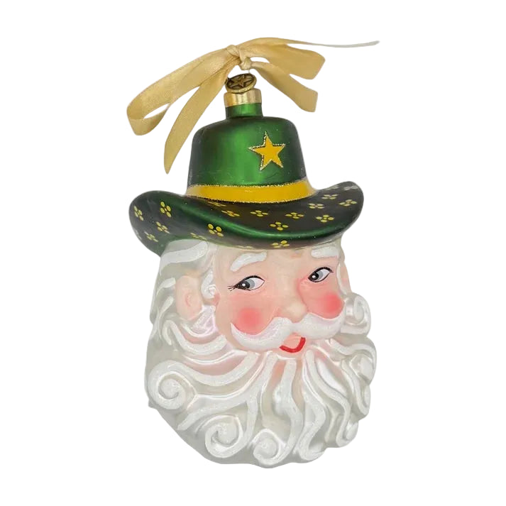Gamday Santa Ornament - Green & Gold