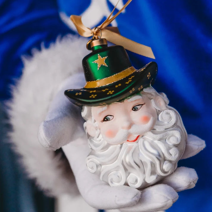 Gamday Santa Ornament - Green & Gold