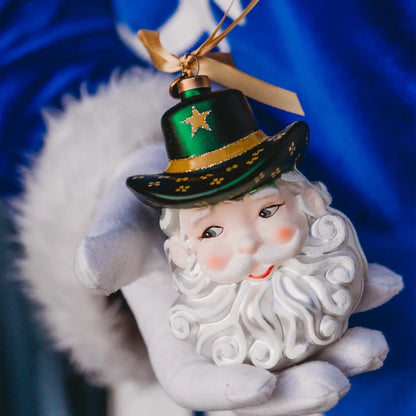 Gamday Santa Ornament - Green & Gold