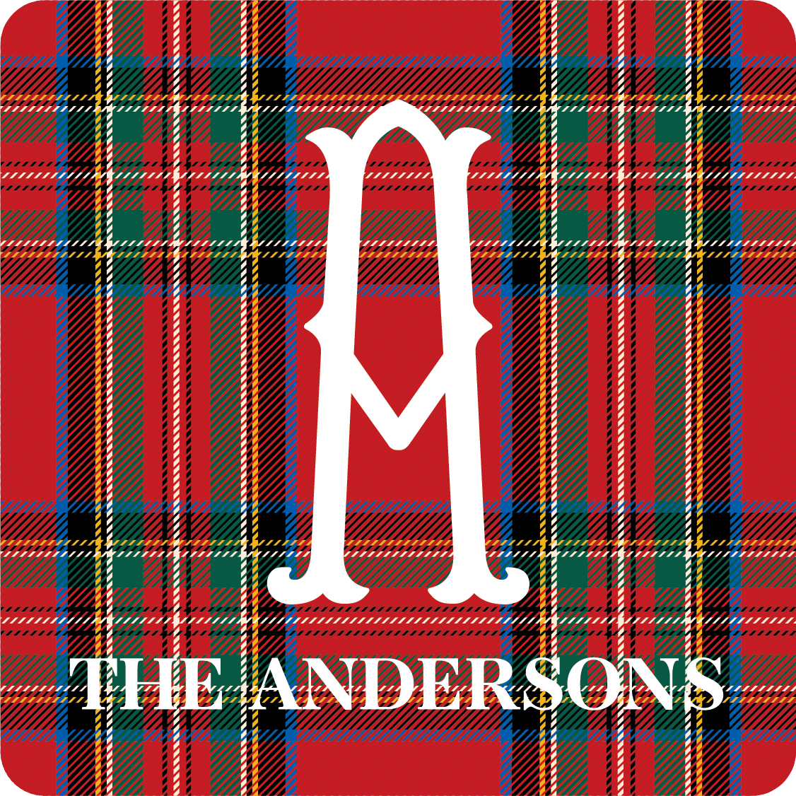 Tartan Plaid Monogram Coaster Set