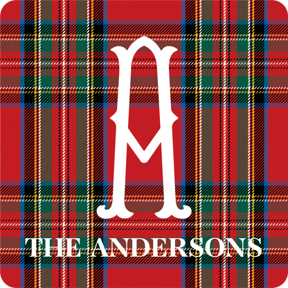 Tartan Plaid Monogram Coaster Set