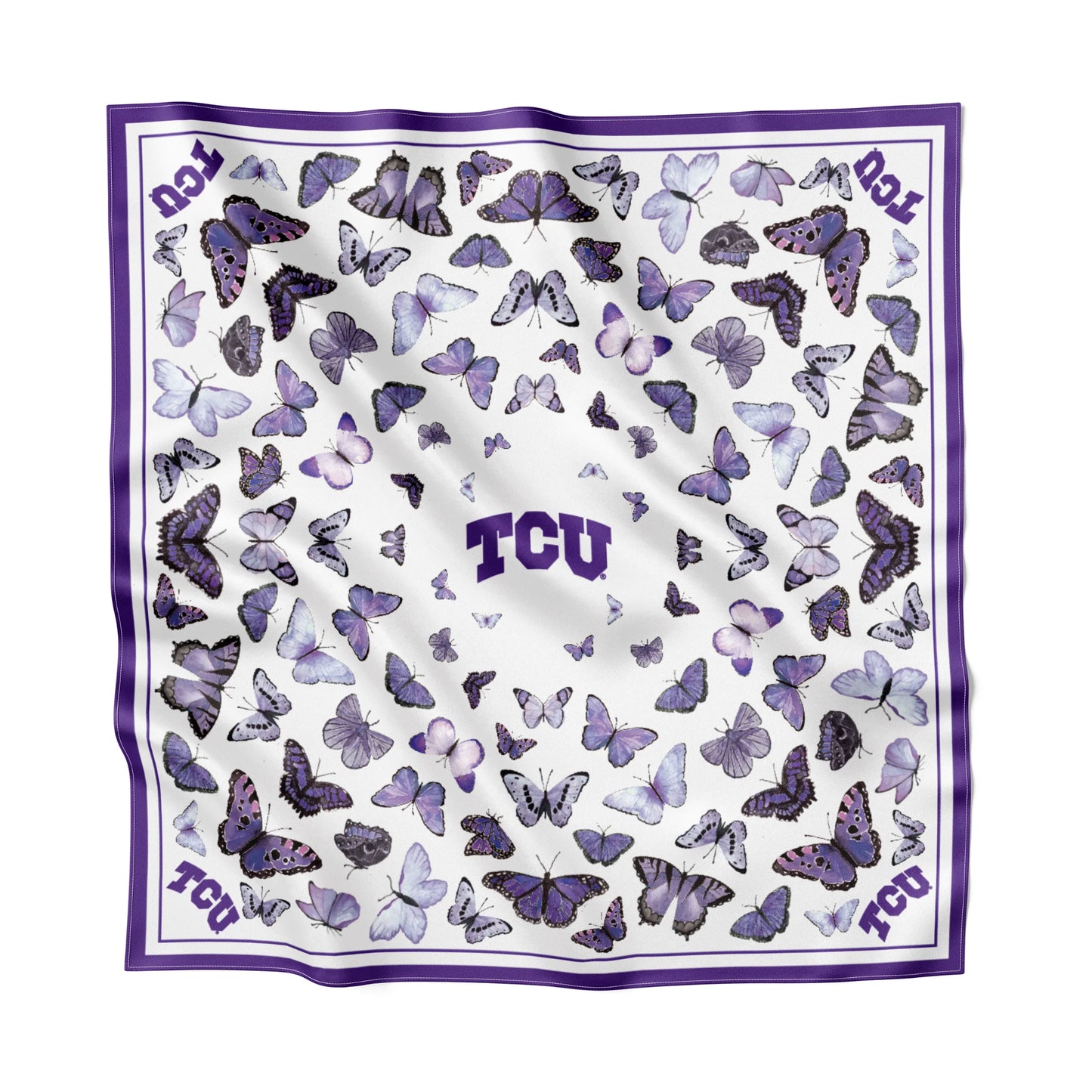 TCU Butterfly Square Silk Scarf
