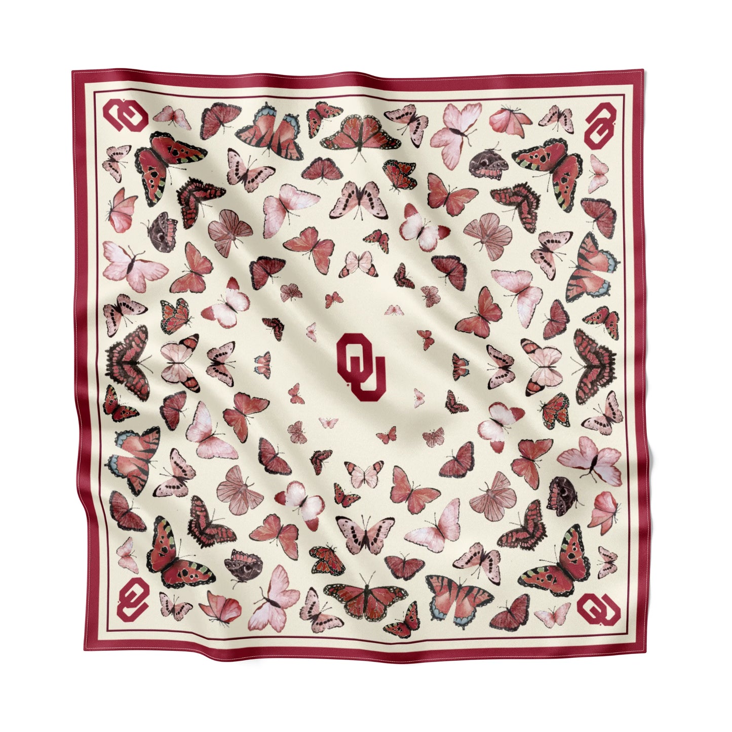 OU Butterfly Square Silk Scarf