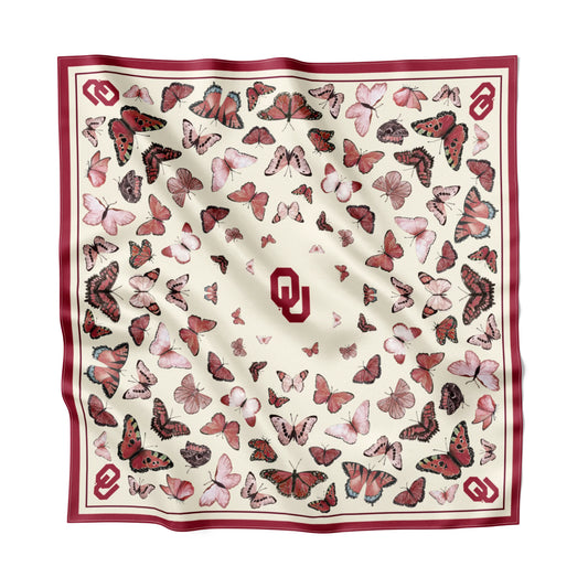OU Butterfly Square Silk Scarf