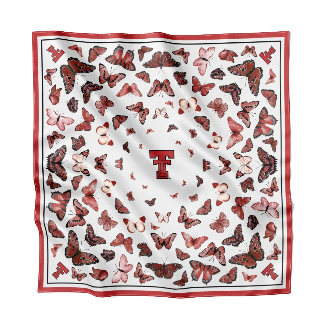 Texas Tech Butterfly Square Silk Scarf
