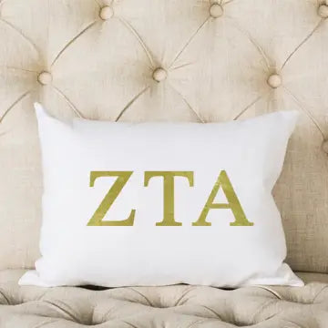 Sorority White and Gold Pillow