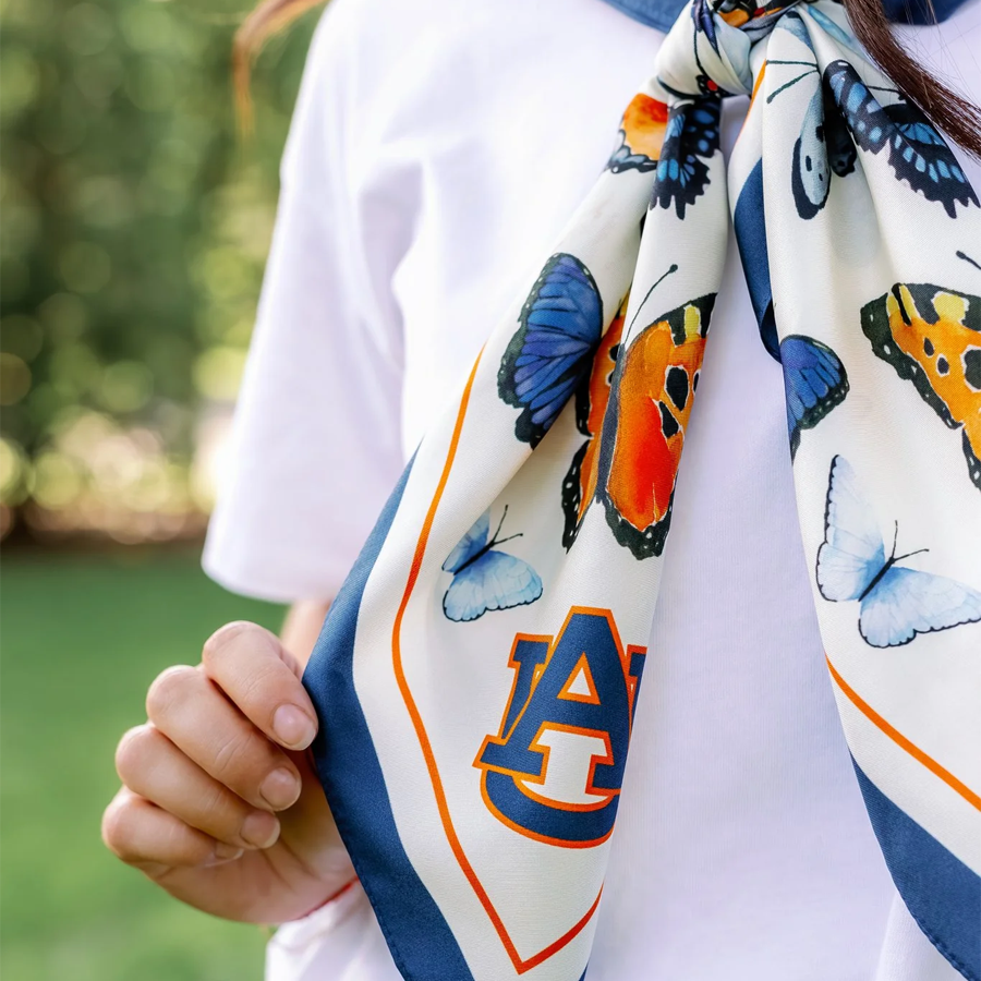 Auburn Butterfly Square Silk Scarf