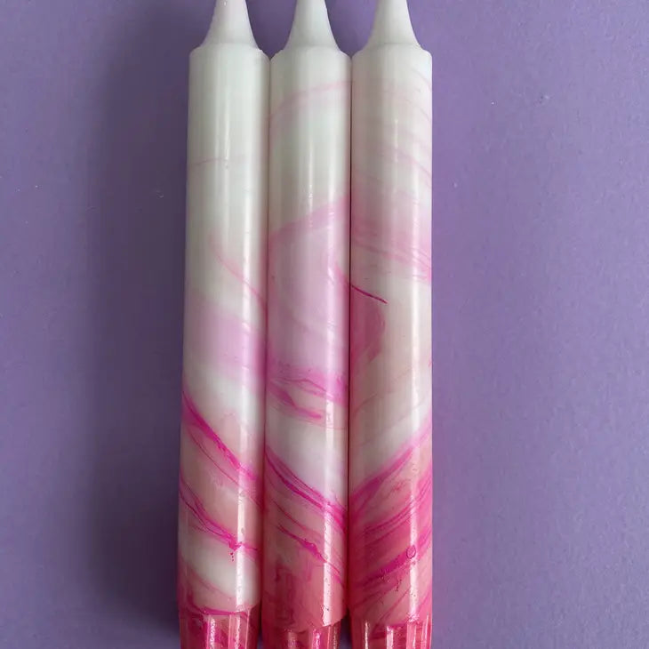 Marbled Candyfloss Taper Candles