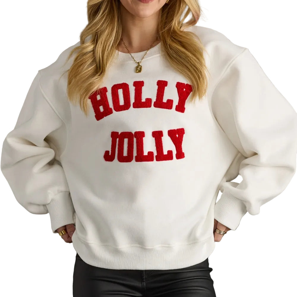 White Holly Jolly Sweatshirt, front