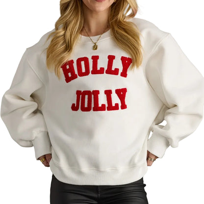 White Holly Jolly Sweatshirt, front